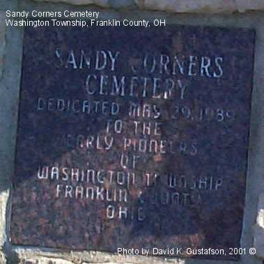 Sandy Corners Cemetery, Washington Twp., Franklin County, Ohio