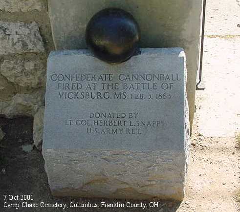 Cannonball, Camp Chase, Columbus, Franklin County, Ohio