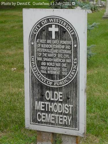Olde Methodist Cemetery, Westerville, Blendon Township, Franklin County, Ohio