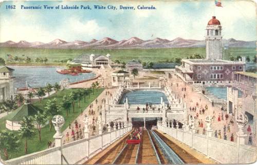 1862.  Panoramic View of Lakeside Park, White City, Denver, CO