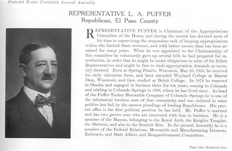 Rep. L. A. Puffer, El Paso County (1915)