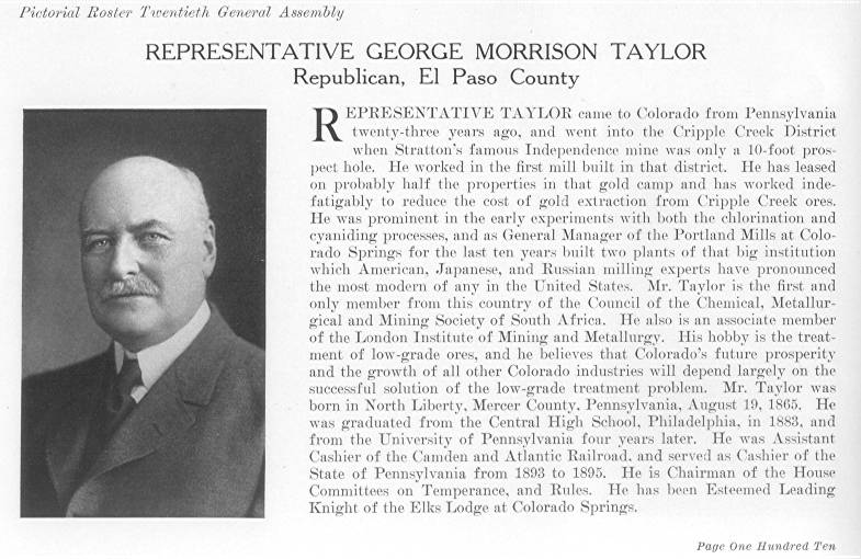 Rep. George Morrison Taylor, El Paso County (1915)