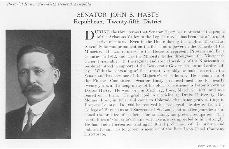 Senator John S. Hasty (1915)