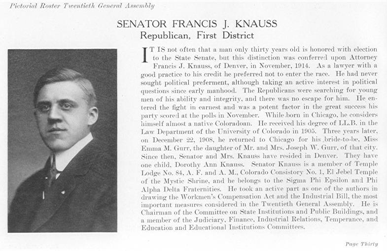 Senator Francis J. Knauss (1915)