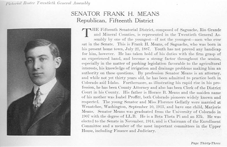 Senator Frank H. Means (1915)