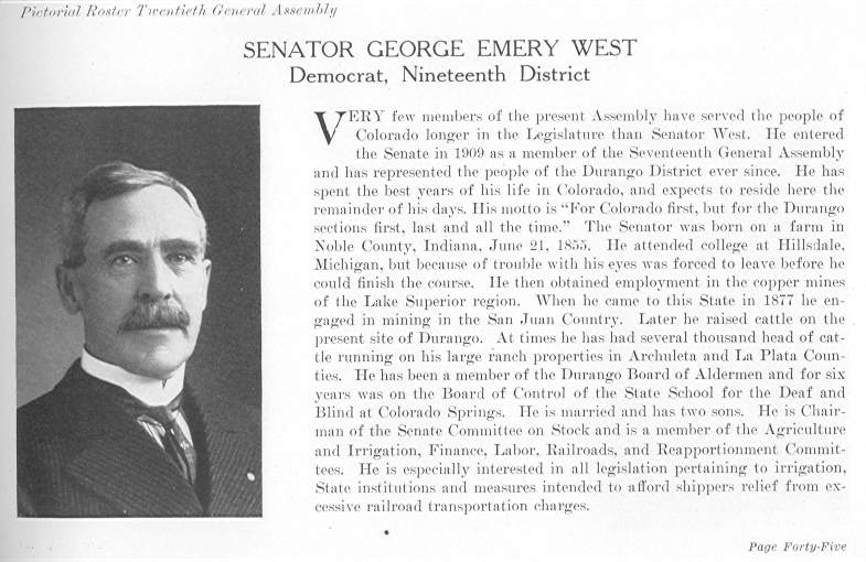 Senator George Emery West (1915)