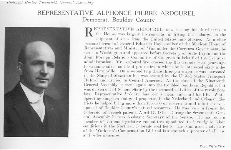 Rep. Alphonce Pierre Ardourel, Boulder County (1915)