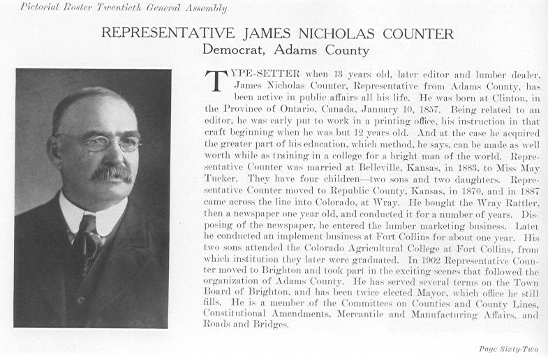 Rep. James Nicholas Counter, Adams County (1915)