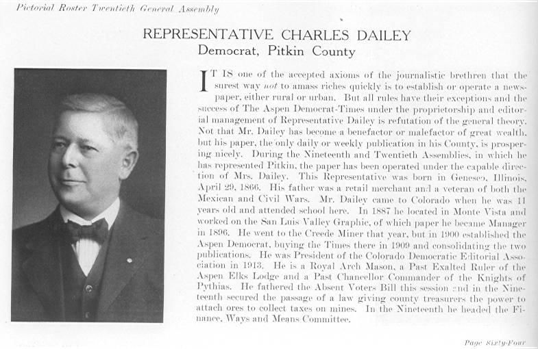 Rep. Charles Dailey, Pitkin County (1915)