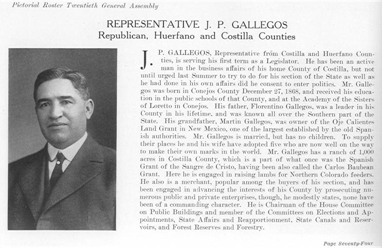 Rep. J. P. Gallegos, Huerfano & Costilla Counties (1915)