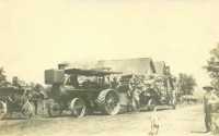 A Mr. Cutler owned the threshing machine seen here, ca. 1908.