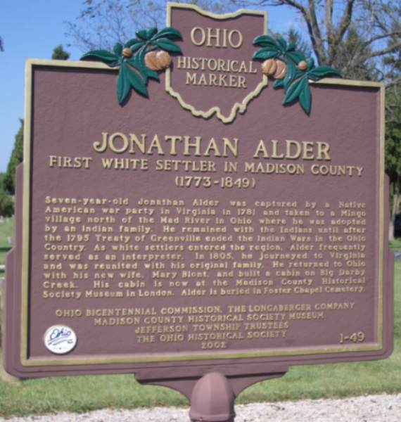 Ohio Historical Marker -- Jonathan Alder