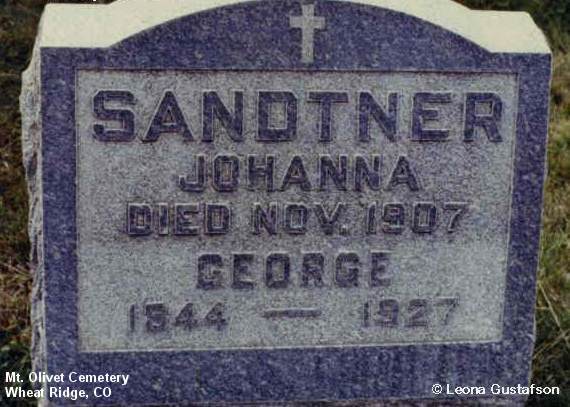 Gravestone, George & Johanna (Daum) Sandtner, Mt. Olivet Cemetery, Wheat Ridge, Jefferson County, CO