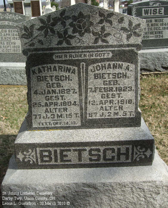  Bietsch Katharina geb 4 Jan 1827 gest 25 Apr 1904 and Johann A 